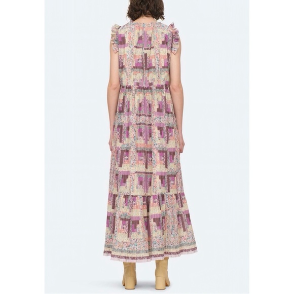 NWOT SEA New York Maxi Patchwork Purple Sleeveless Naya Pleated Dress - Picture 5 of 7